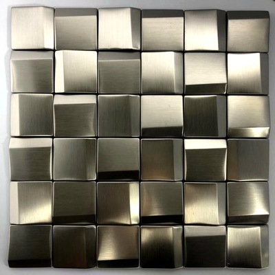 Home Improvement Background - Lustro 3D Srebrne metalowe płytki mozaikowe