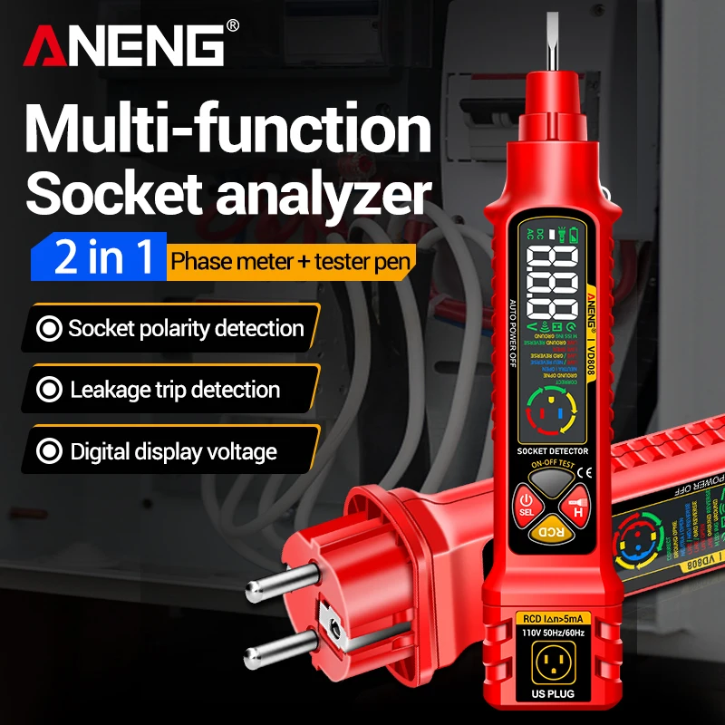Circuit Breaker Finder - Tester obwodów elektrycznych ANENG VD808, cyfrowy