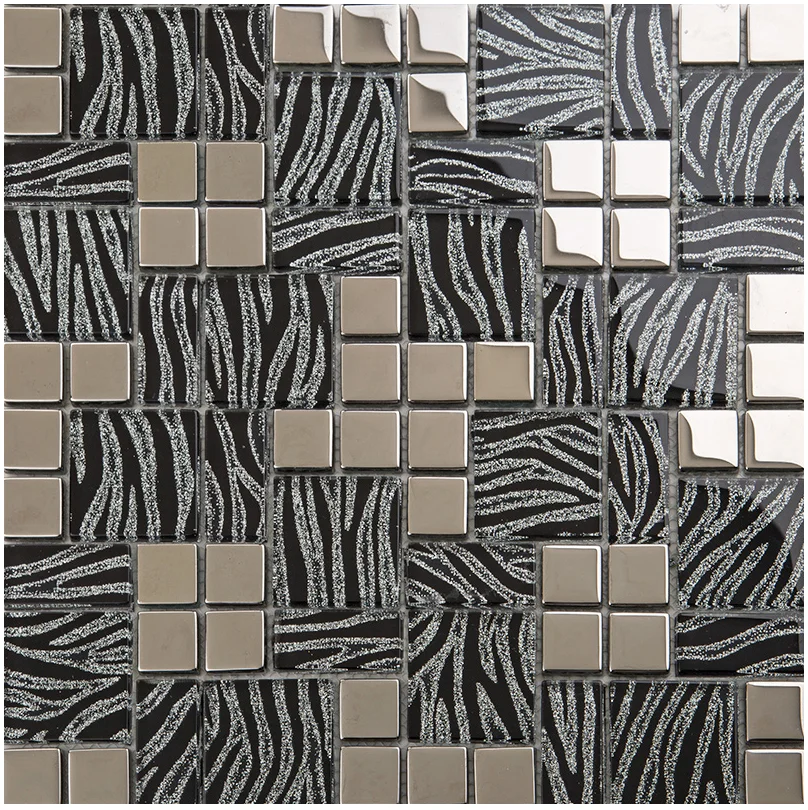 Home Improvement Background - Luksusowe czarno-srebrne mozaiki szklane, do kuchni,